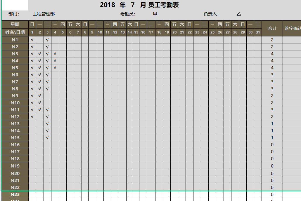 第179期资料合集—非合同制员工考勤及工资条模板(图5)