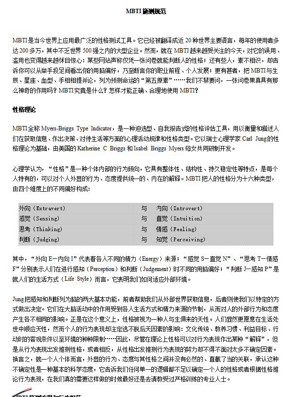 第4期资料—MBTI (行为风格测验) 资料(图1)