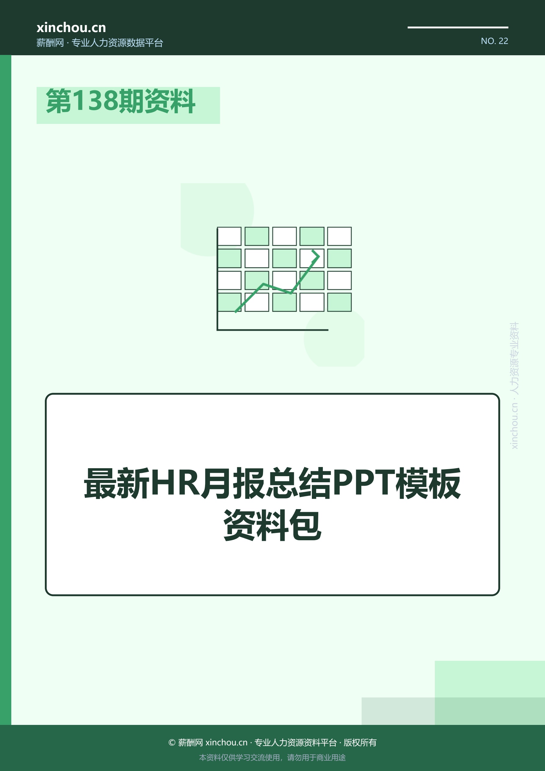 第138期资料—最新HR月报总结PPT模板资料包封面